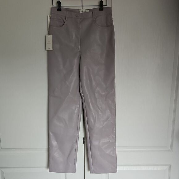 Wilfred Purple Straight Leg Faux Leather Pants - Picture 3 of 16